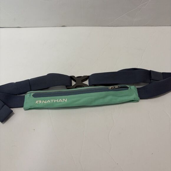 Nathan Unisex Mirage Waist Pack Running Belt Teal Aqua Blue OSFM Stretch Comfort - Picture 2 of 7